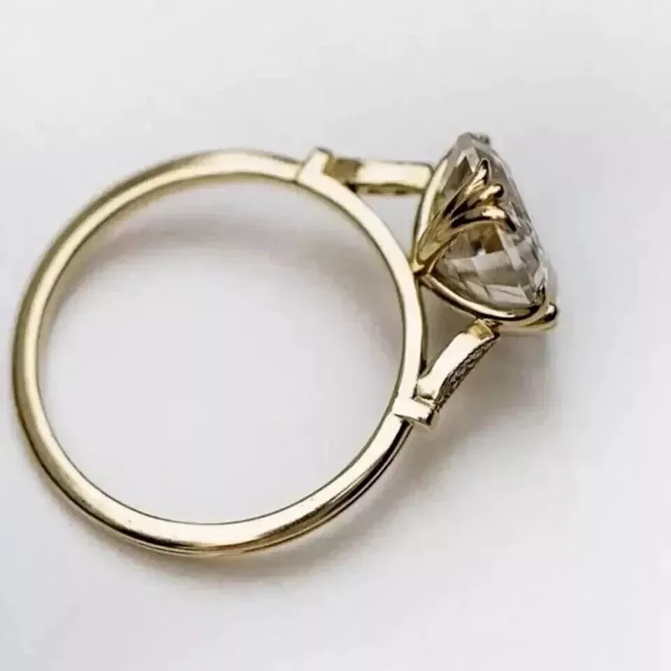 Art Deco 3.5Ct Asscher Cut Lab-Created Diamond Engagement Ring - 14K Gold Finish