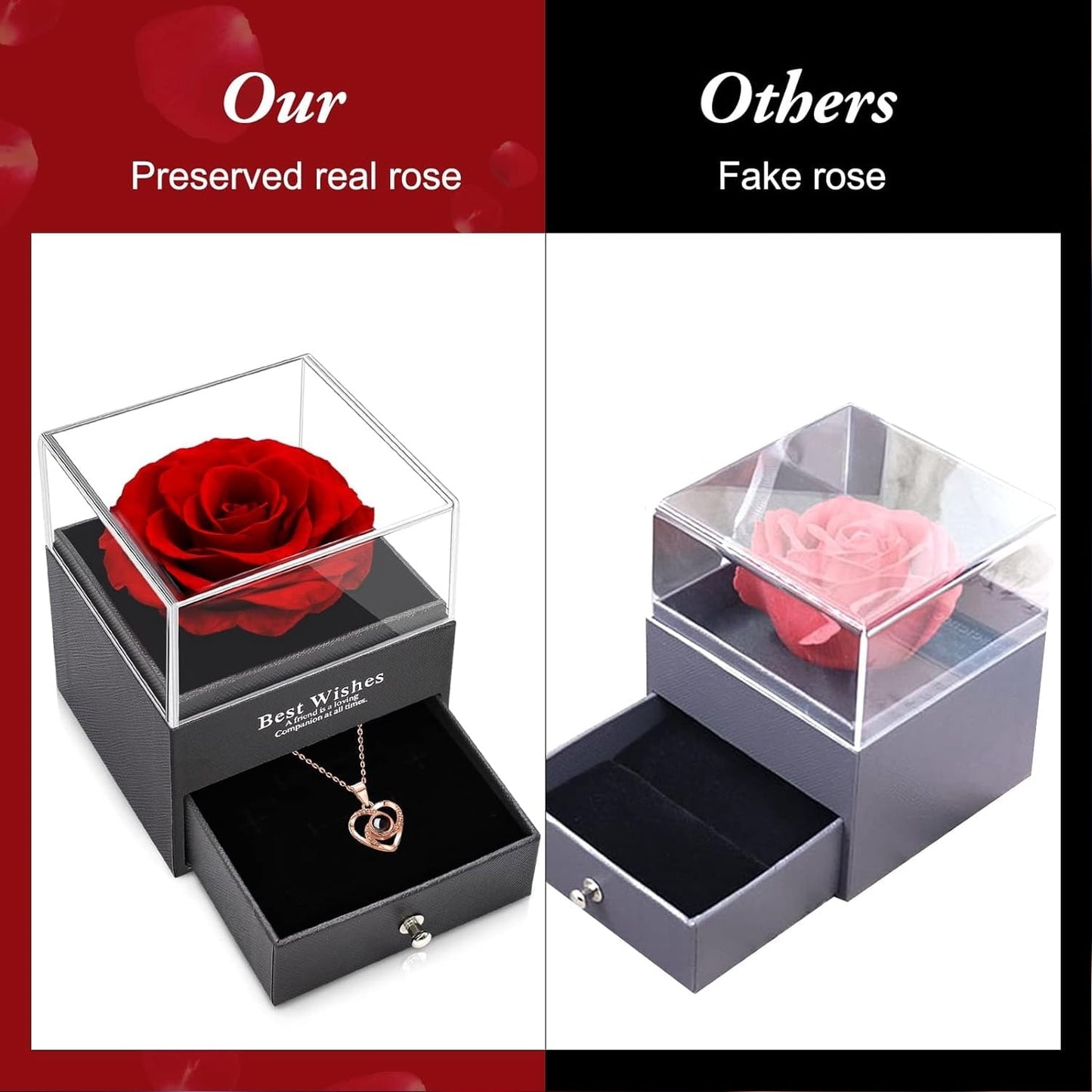 MYEBIUAI Eternal Rose I Love You Necklace Red Rose Necklace