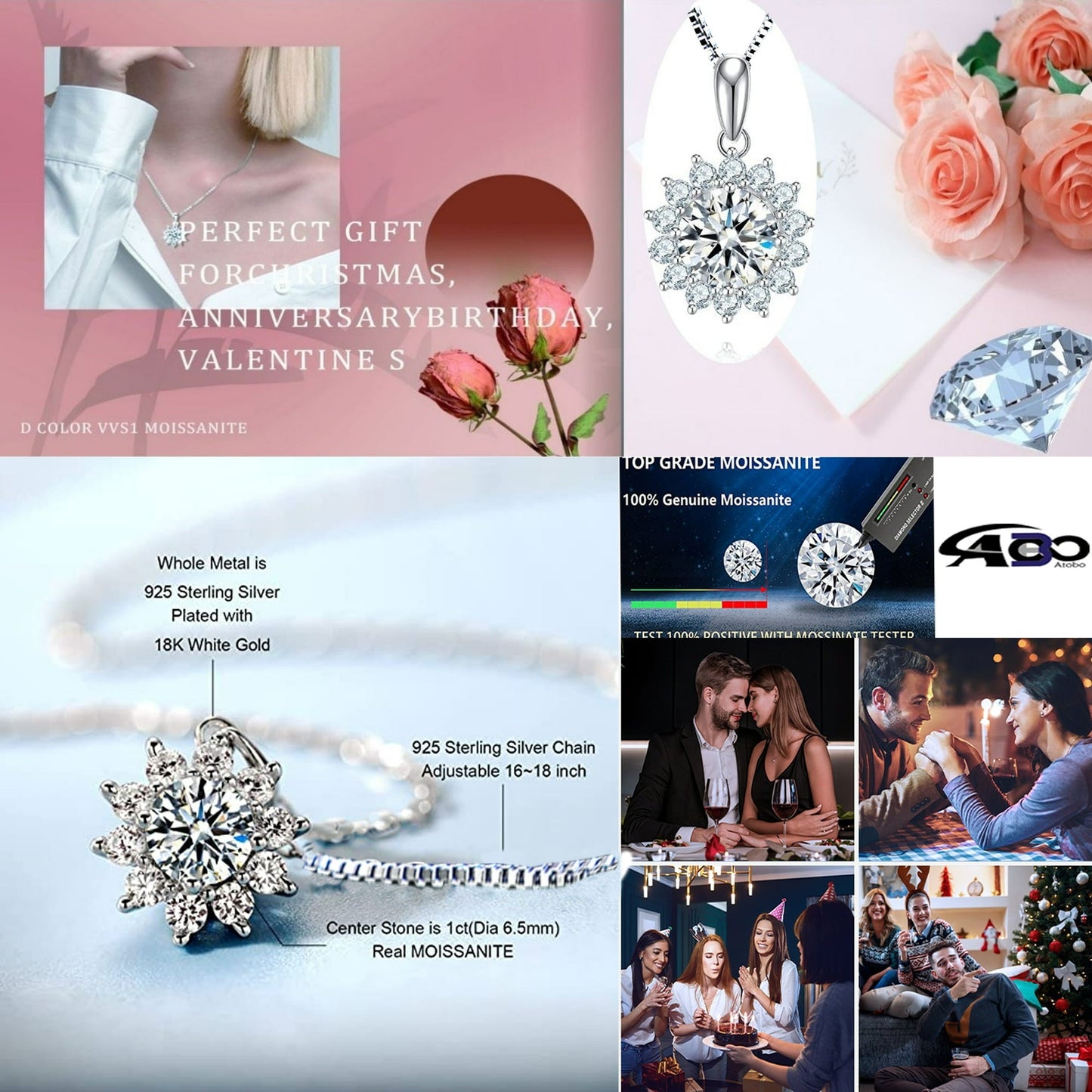 1 Carat Gorgeous Moissanite Pendant Necklaces for Women 925 Sterling Silver Necklace with Diamond 18K Plated Dainty Jewelry Product details