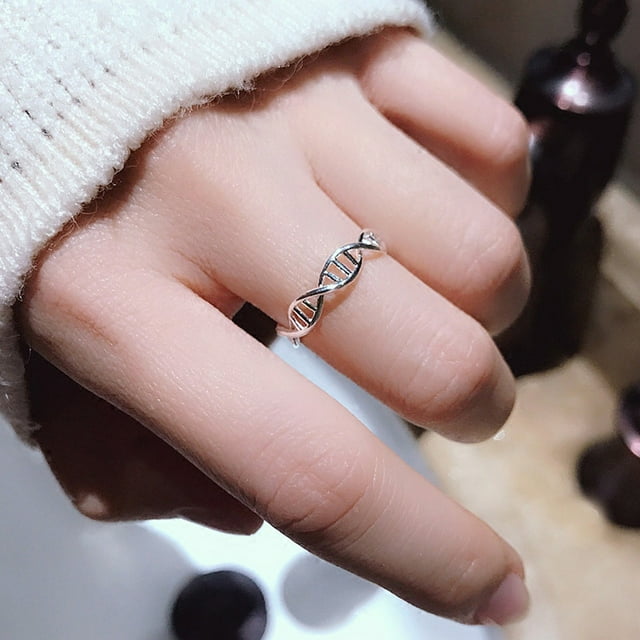 Amy and Annette Sterling Silver Adjustable DNA Ring