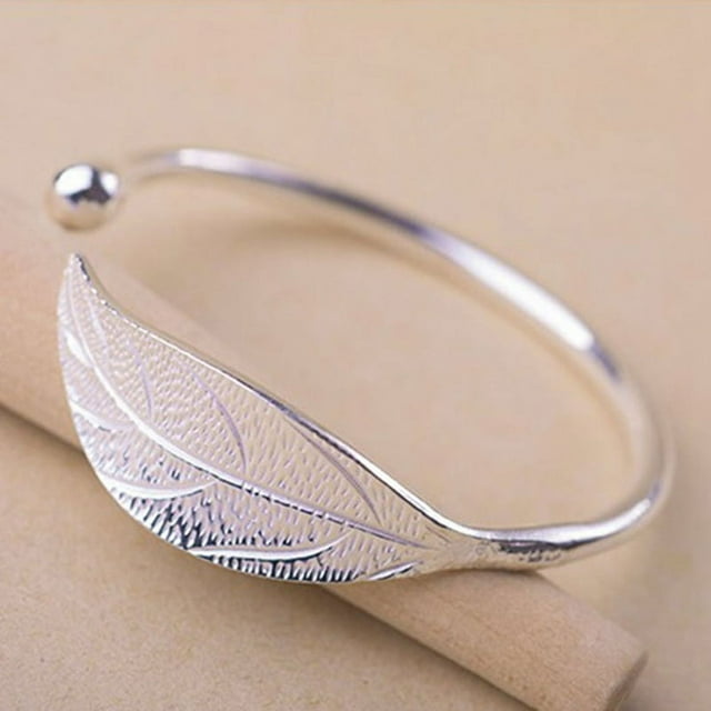 SHIYAO 2018 New Elegant Ladies Leaves 925 Sterling Silver Opening Bracelet Bangle For Women Girl Hot