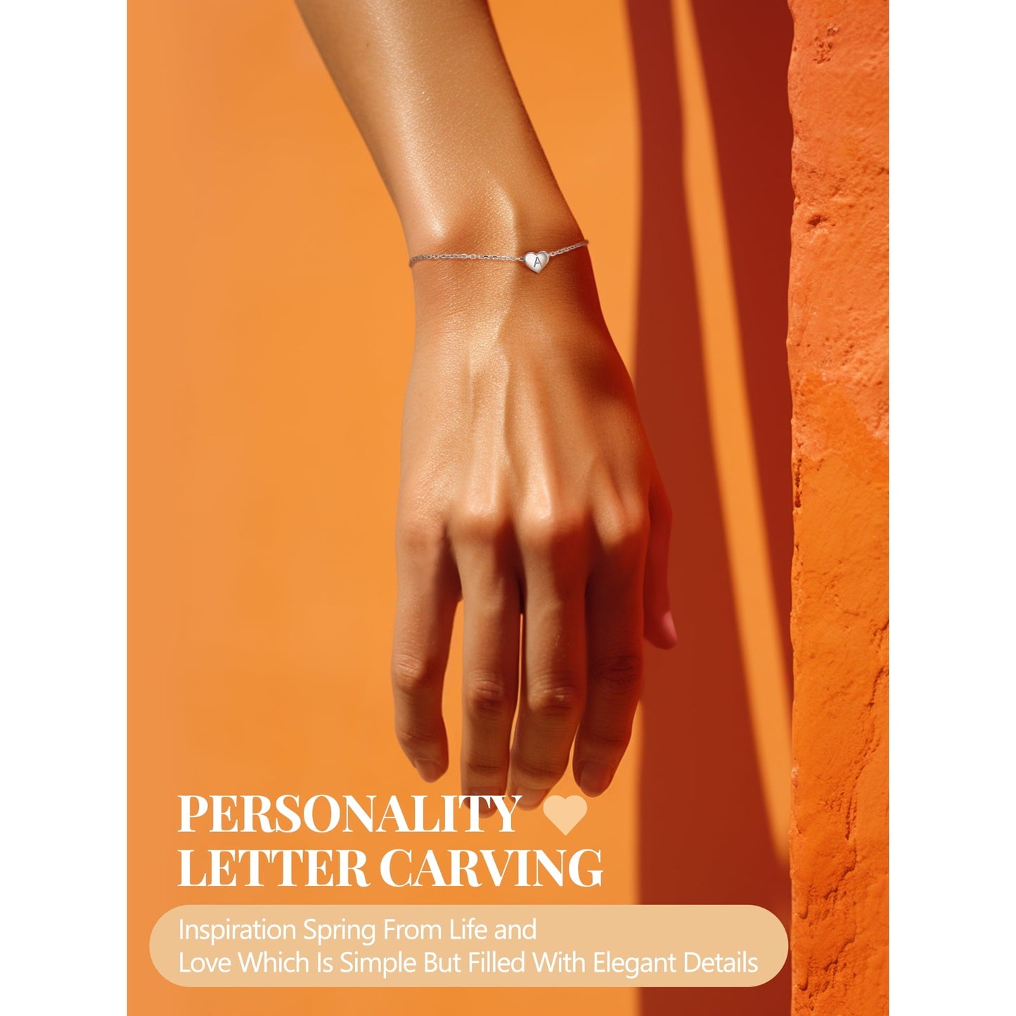 Silvora Initial Heart Bracelet Charms Bracelets 925 Sterling Silver Chain Bracelets for Women - Letter A