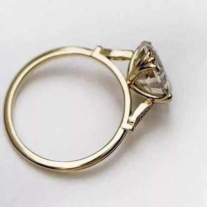 Art Deco 3.5Ct Asscher Cut Lab-Created Diamond Engagement Ring - 14K Gold Finish