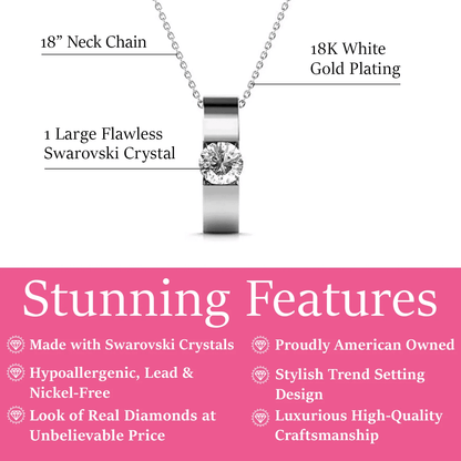 Cate & Chloe Nailea 18k White Gold Plated Pendant Necklace with Swarovski Crystals Gift for Women