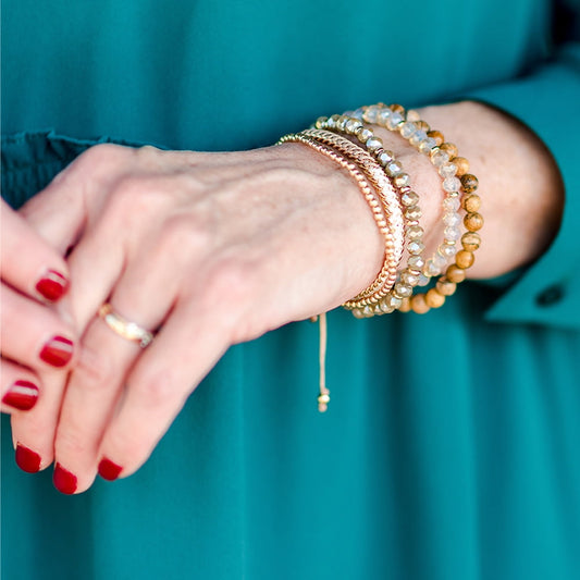 The Pioneer Woman - Women's Jewelry, Soft Gold-tone Bracelet Set with Genuine Stone Beads