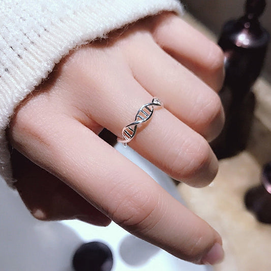 Amy and Annette Sterling Silver Adjustable DNA Ring