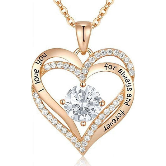 HESHPAWS Love Pendant Necklaces for Women  with Birthstone Zirconia, Christmas Birthday Anniversary Jewelry Gift for Women wife