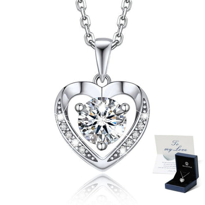 Momentwish 1 Carat Moissanite Pendant Necklace for Women Sterling Silver D Color VVS1 Simulated Diamond Heart Necklace Gifts for Her