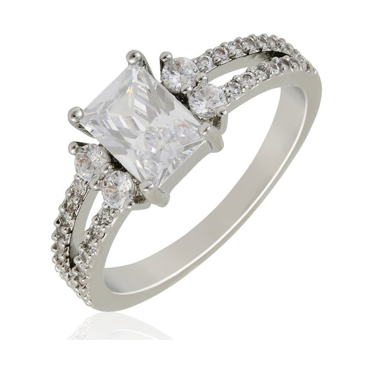 Women's Believe in Brilliance Fine Silver Plate AAA CZ Engagement Ring in Size 7