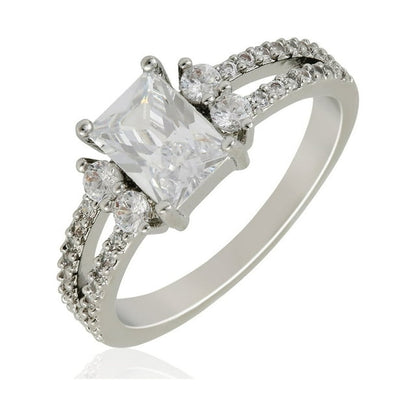 Women's Believe in Brilliance Fine Silver Plate AAA CZ Engagement Ring in Size 7