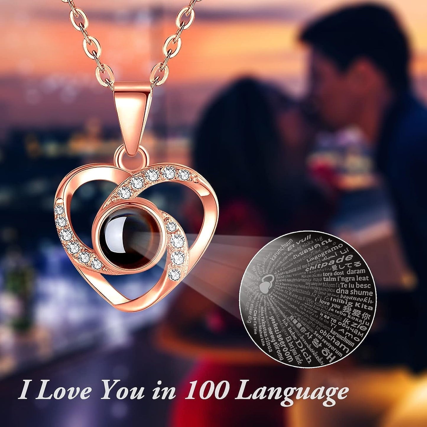 MYEBIUAI Eternal Rose I Love You Necklace Red Rose Necklace
