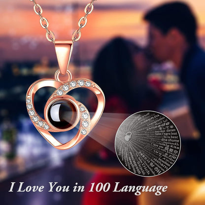 MYEBIUAI Eternal Rose I Love You Necklace Red Rose Necklace