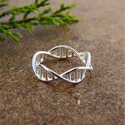 Amy and Annette Sterling Silver Adjustable DNA Ring