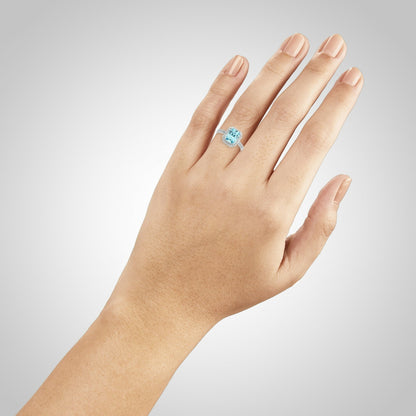 Believe by Brilliance Women's Fine Silver Plated Aquamarine Cubic Zirconia Ring (Size 7)